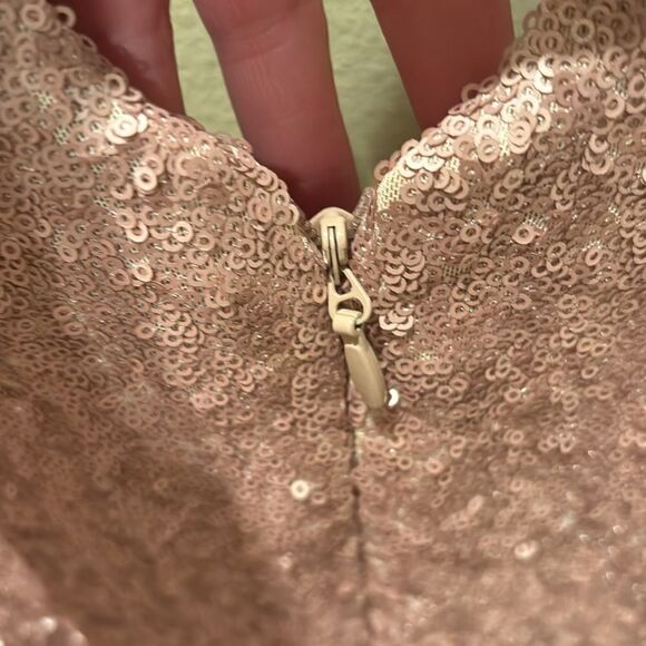 NWOT Dress the Population dress. Rose Gold sequin dress